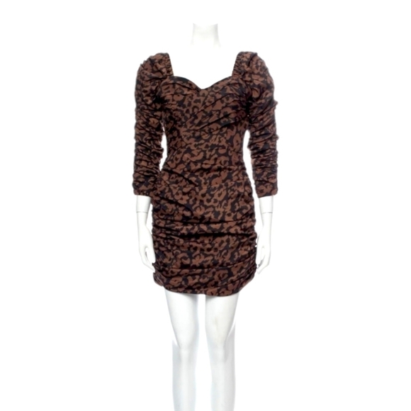 Nicholas Brown Animal Print Ruched Mini Dress - Picture 1 of 5